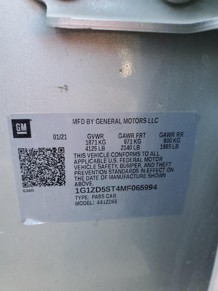 2021 Chevrolet Malibu VIN 1G1ZD5ST4MF065994 Copart auction photo, rear end / front end damage thumbnail 14