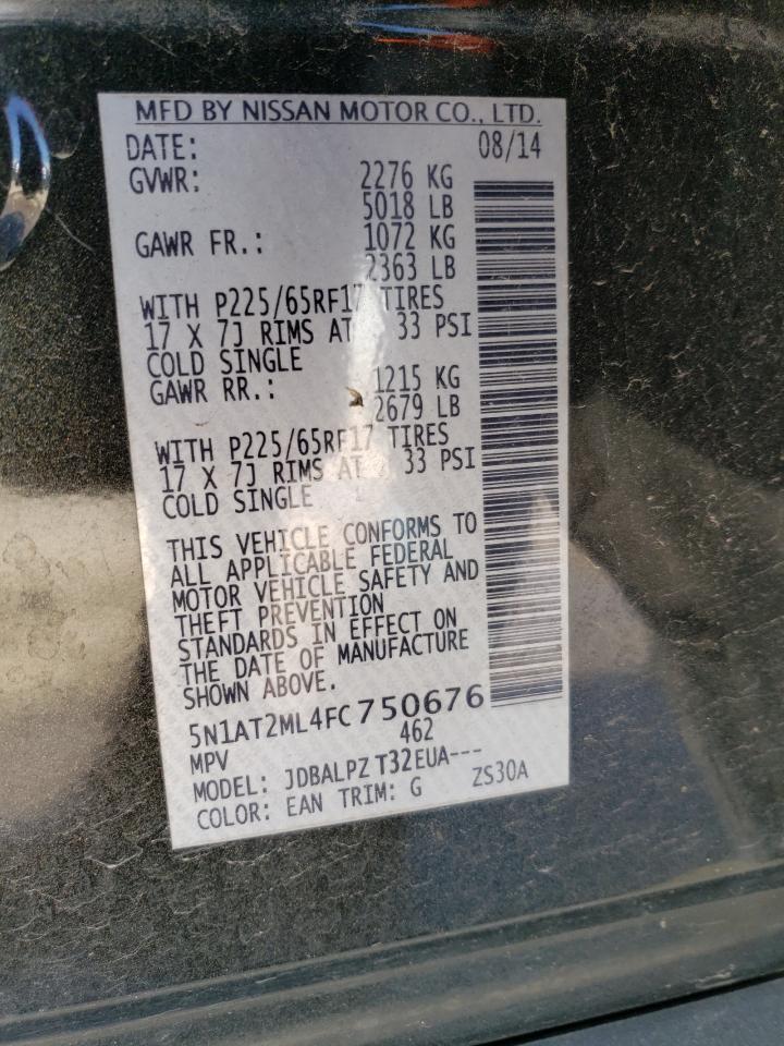 2015 Nissan Rogue VIN 5N1AT2ML4FC750676 Copart auction photo, front end damage thumbnail 13