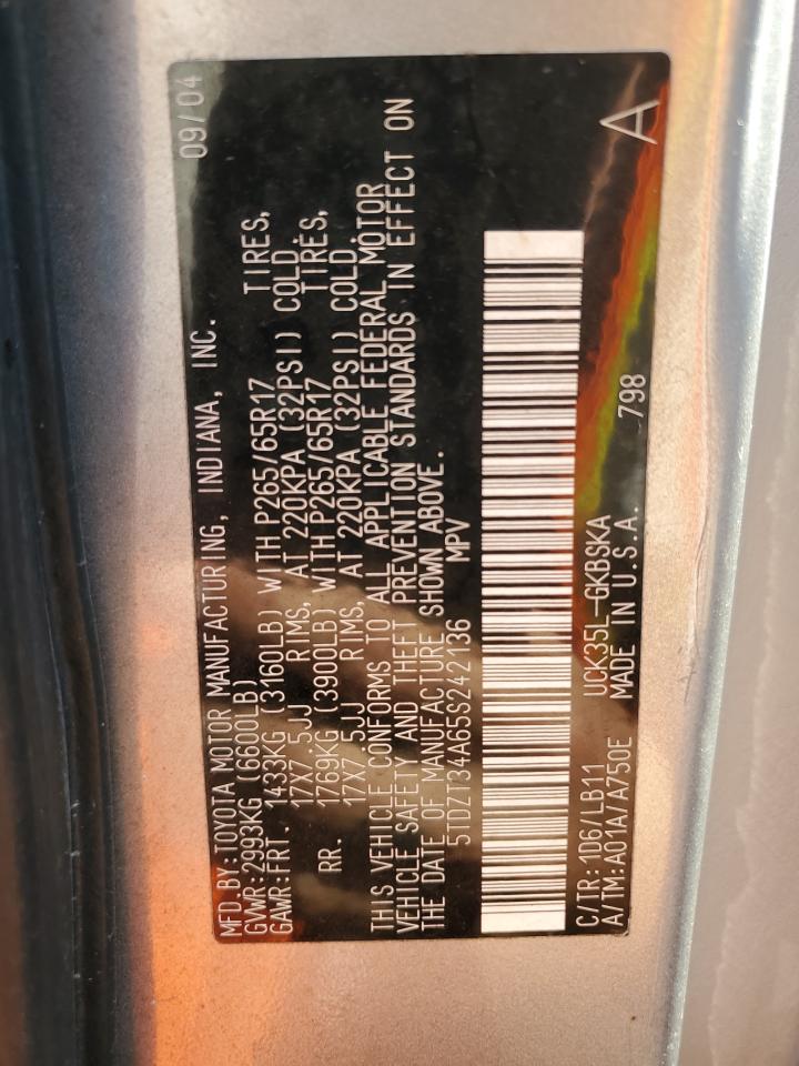 2005 Toyota Sequoia VIN 5TDZT34A65S242136 Copart auction photo, front end damage thumbnail 13