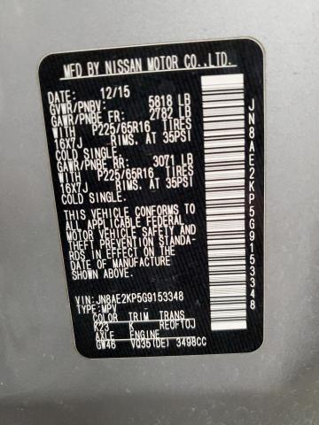 2016 Nissan Quest VIN JN8AE2KP5G9153348 Copart auction photo, front end / rear end damage thumbnail 13
