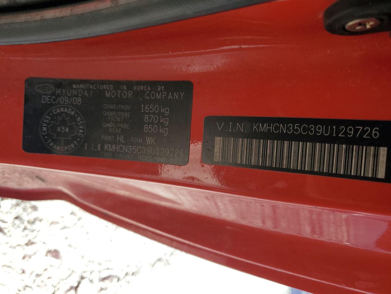2009 Hyundai Accent VIN KMHCN35C39U129726 Copart auction photo, undercarriage damage thumbnail 12