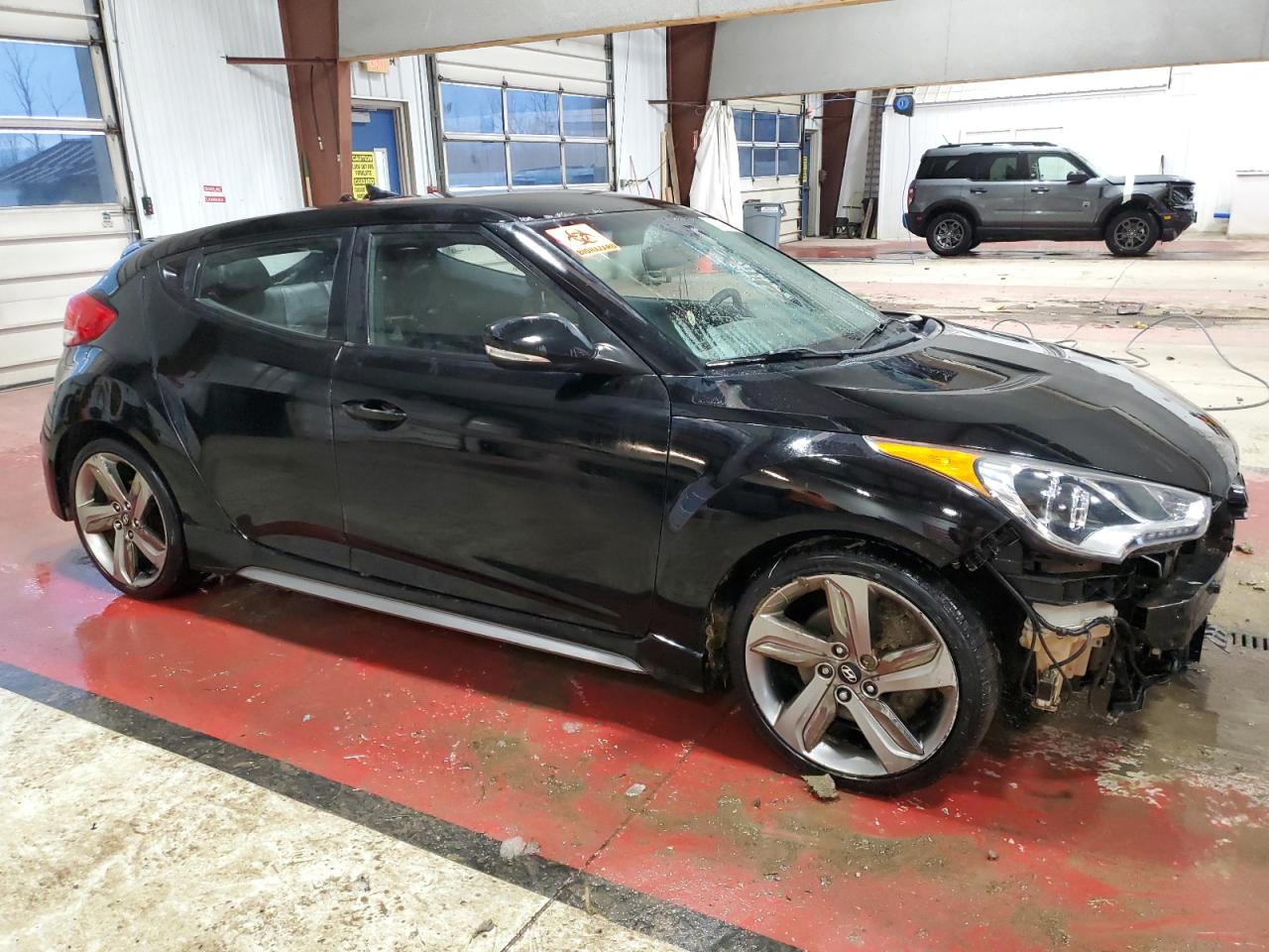 2013 Hyundai Veloster VIN KMHTC6AE8DU137456 Copart auction photo, side / front end damage thumbnail 4