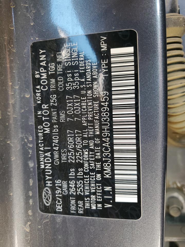2017 Hyundai Tucson VIN KM8J3CA49HU389459 Copart auction photo, front end damage thumbnail 13