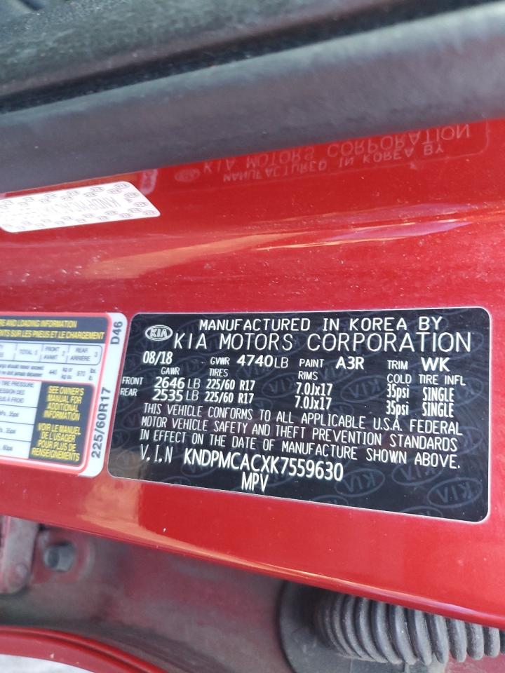 2019 KIA Sportage VIN KNDPMCACXK7559630 Copart auction photo, front end / minor dent/scratches damage thumbnail 13