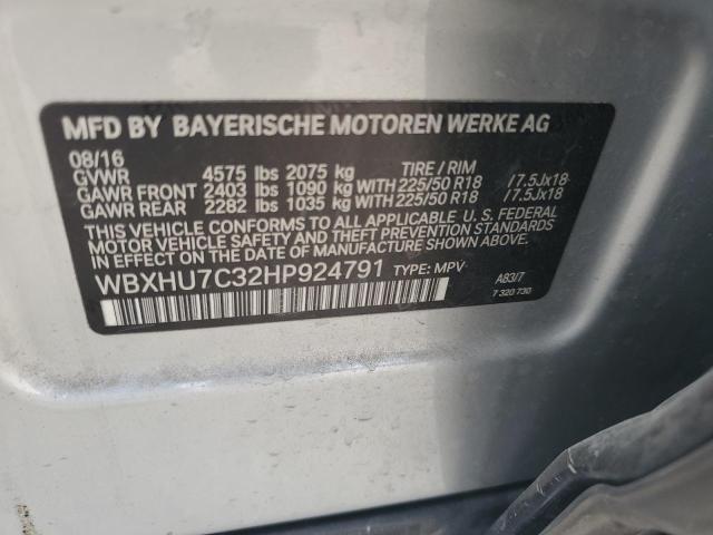 2017 BMW X1 VIN WBXHU7C32HP924791 Copart auction photo, all over / undercarriage damage thumbnail 13