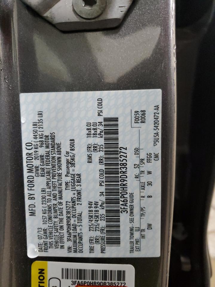 2013 Ford Fusion VIN 3FA6P0HR9DR385272 Copart auction photo, front end / minor dent/scratches damage thumbnail 12