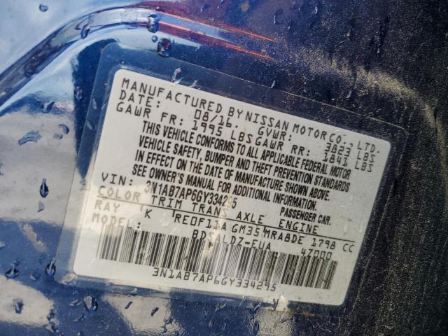 2016 Nissan Sentra VIN 3N1AB7AP6GY334295 Copart auction photo, front end damage thumbnail 13