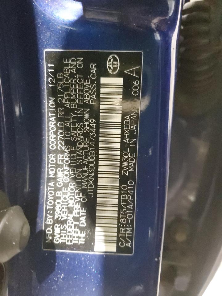 2011 Toyota Prius VIN JTDKN3DU0B1473449 Copart auction photo, front end damage thumbnail 13