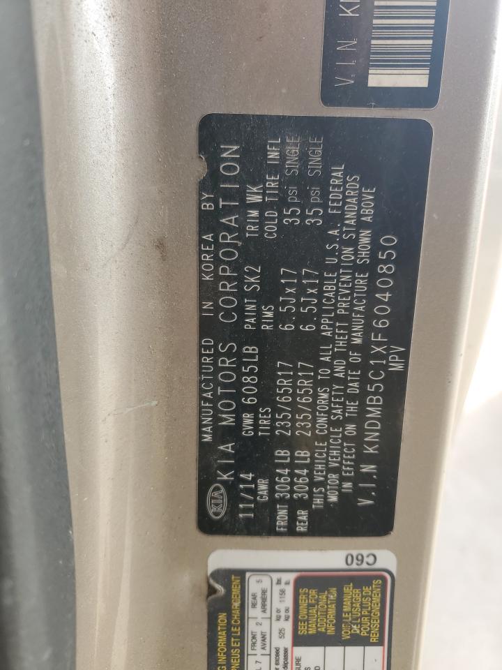 2015 KIA Sedona VIN KNDM5C1XF6040850 Copart auction photo, front end / hail damage thumbnail 15