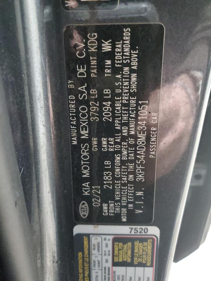 2021 KIA Forte VIN 3KPF54AD8ME341051 Copart auction photo, rear end damage thumbnail 12