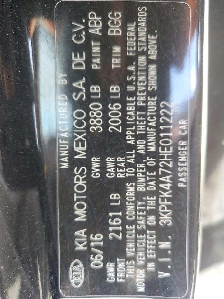 2017 KIA Forte VIN 3KPFK4A72HE011222 Copart auction photo, all over damage thumbnail 12