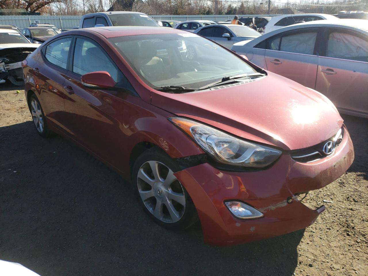 2012 Hyundai Elantra VIN KMHDH4AE2CU226447 Copart auction photo, undercarriage / front end damage thumbnail 4