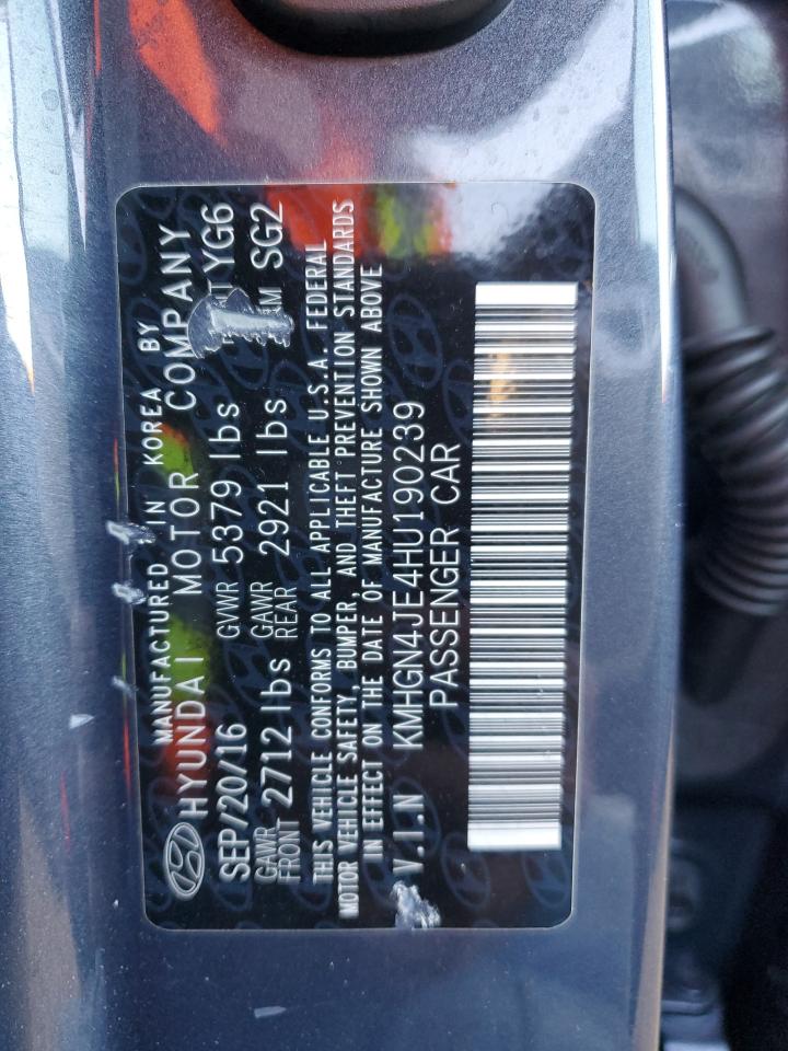 2017 Genesis G80 VIN KMHGN4JE4HU190239 Copart auction photo, front end damage thumbnail 13
