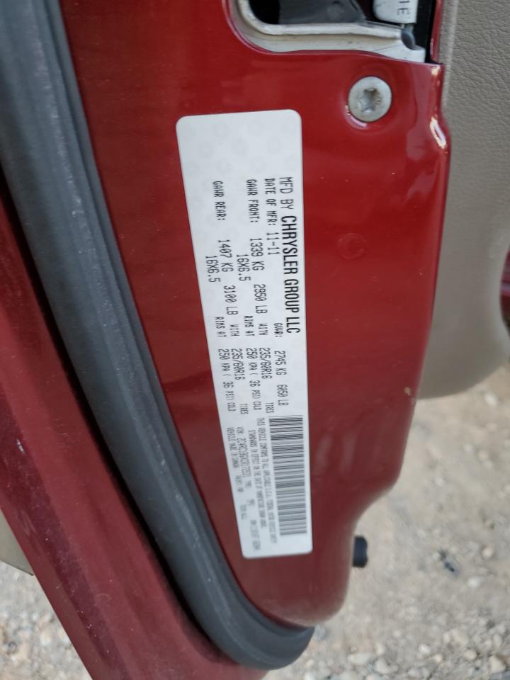 2012 Chrysler Town & Country VIN 2C4RC1BGXCR172531 Copart auction photo, side / rear end damage thumbnail 13