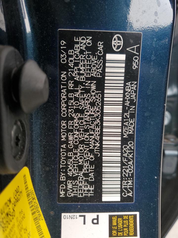 2019 Toyota Corolla VIN JTNK4RBE3K3052651 Copart auction photo, front end damage thumbnail 15