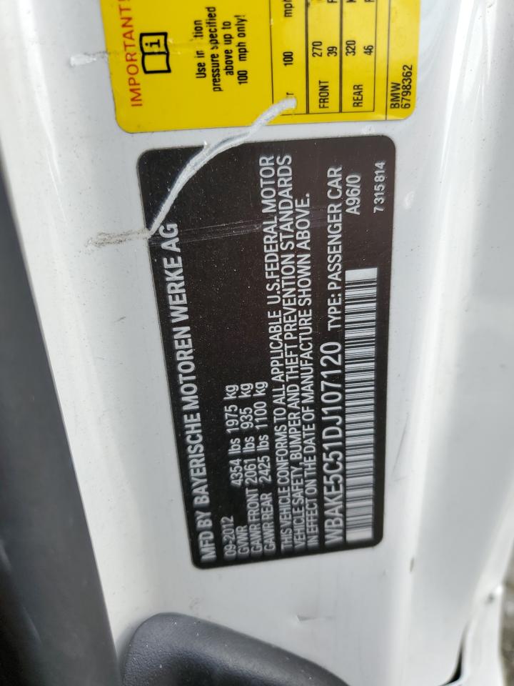 2013 BMW 3er VIN WBAKE5C51DJ107120 Copart auction photo, all over / undercarriage damage thumbnail 13
