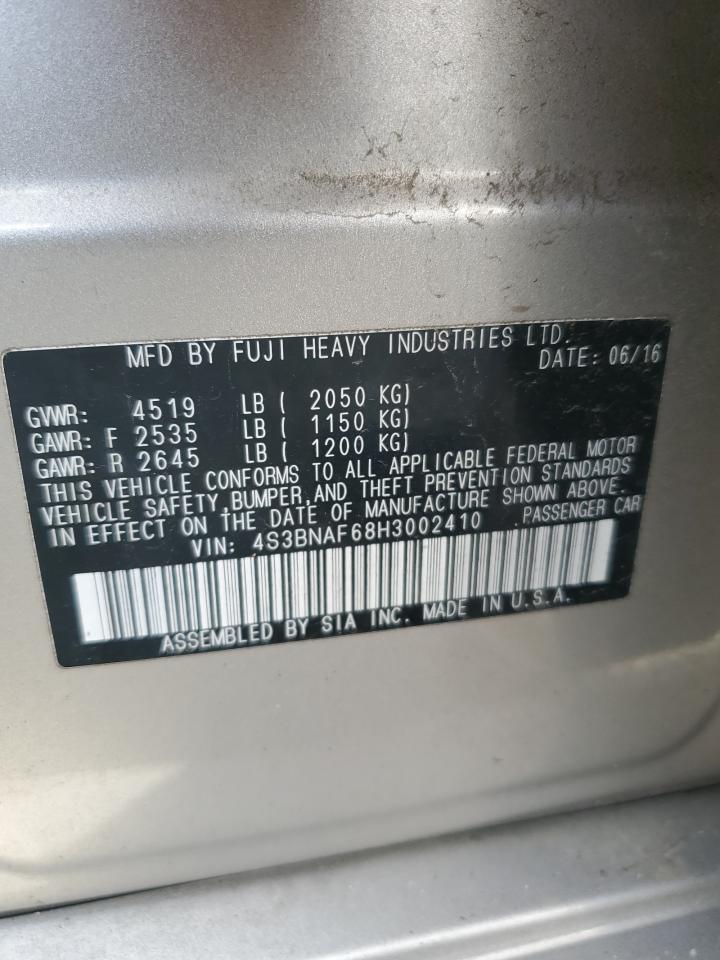 2017 Subaru Legacy VIN 4S3BNAF68H3002410 Copart auction photo, front end / all over damage thumbnail 12