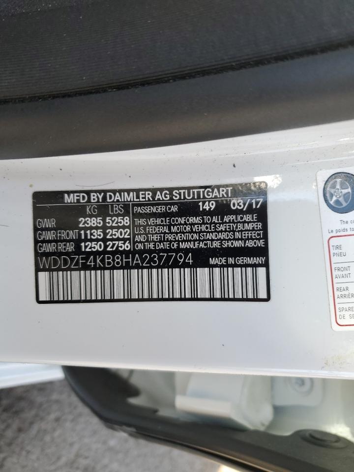 2017 Mercedes-Benz E-klasse VIN WDDZF4KB8HA237794 Copart auction photo, front end / side damage thumbnail 14
