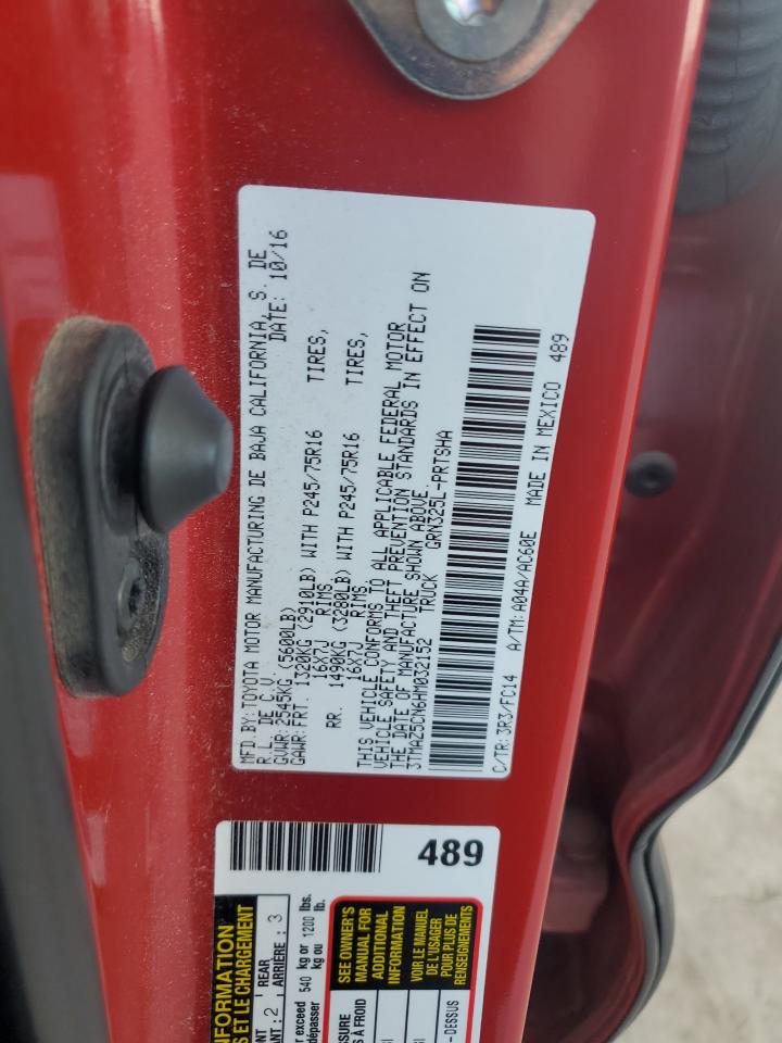 2017 Toyota Tacoma VIN 3TMAZ5CN6HM032152 Copart auction photo, rear end damage thumbnail 12