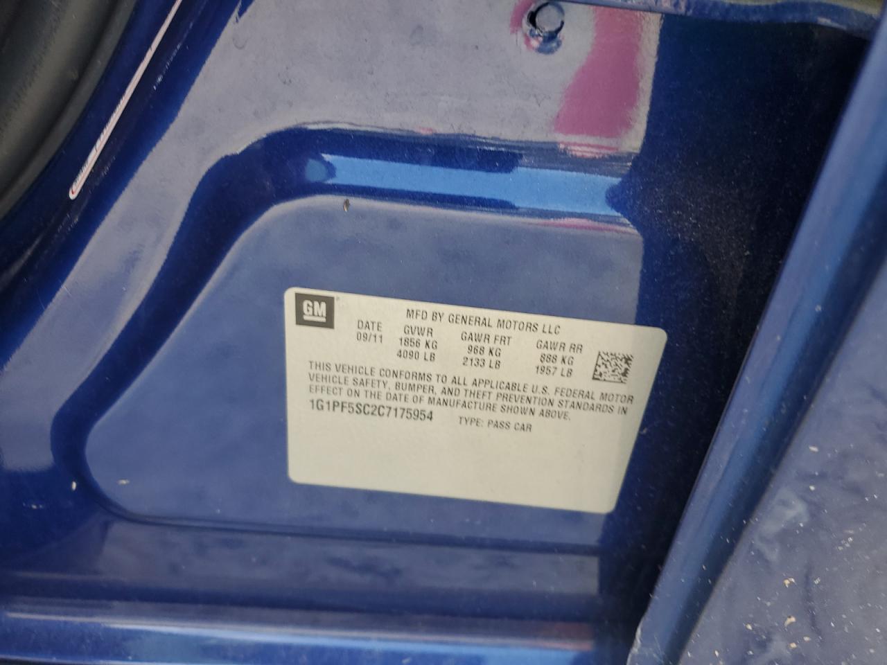 2012 Chevrolet Cruze VIN 1G1PF5SC2C7175954 Copart auction photo, normal wear damage thumbnail 12