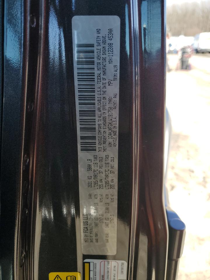2020 Jeep Wrangler VIN 1C4HJXFGXLW191750 Copart auction photo, rear end damage thumbnail 12