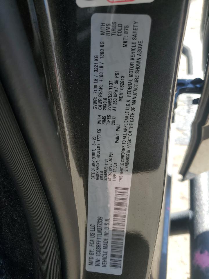2020 RAM 1500 VIN 1C6SRFFT1LN377339 Copart auction photo, all over damage thumbnail 13