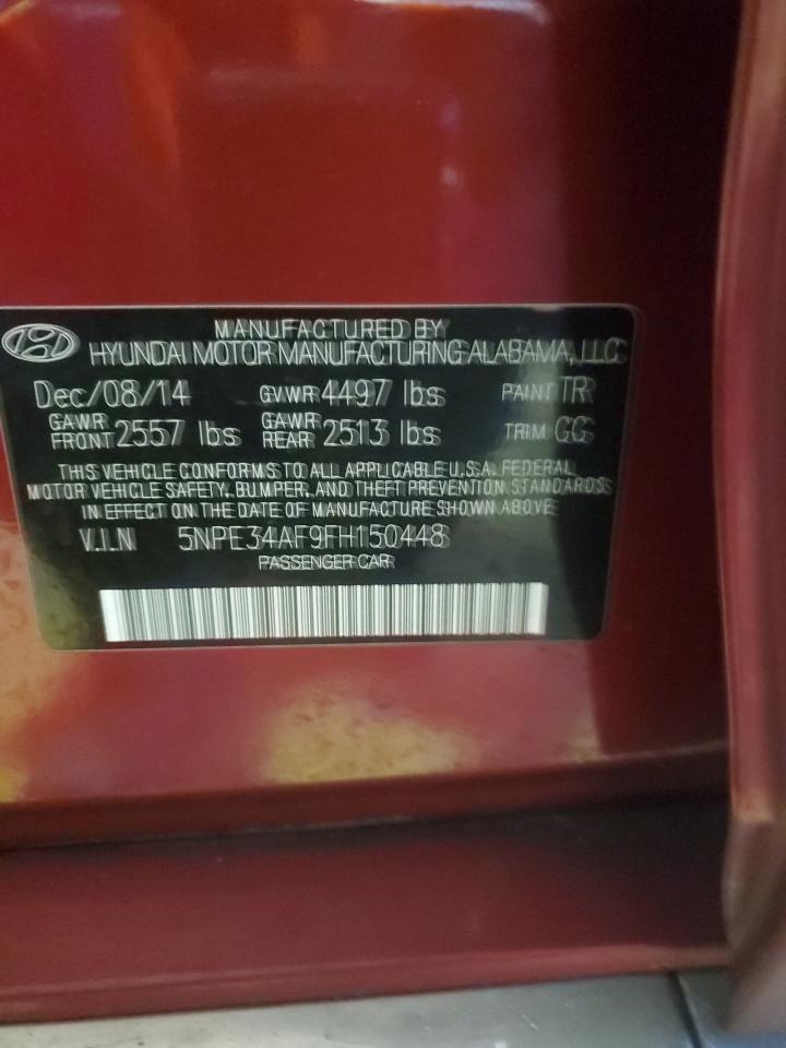 2015 Hyundai Sonata VIN 5NPE34AF9FH150448 Copart auction photo, rear end / minor dent/scratches damage thumbnail 12