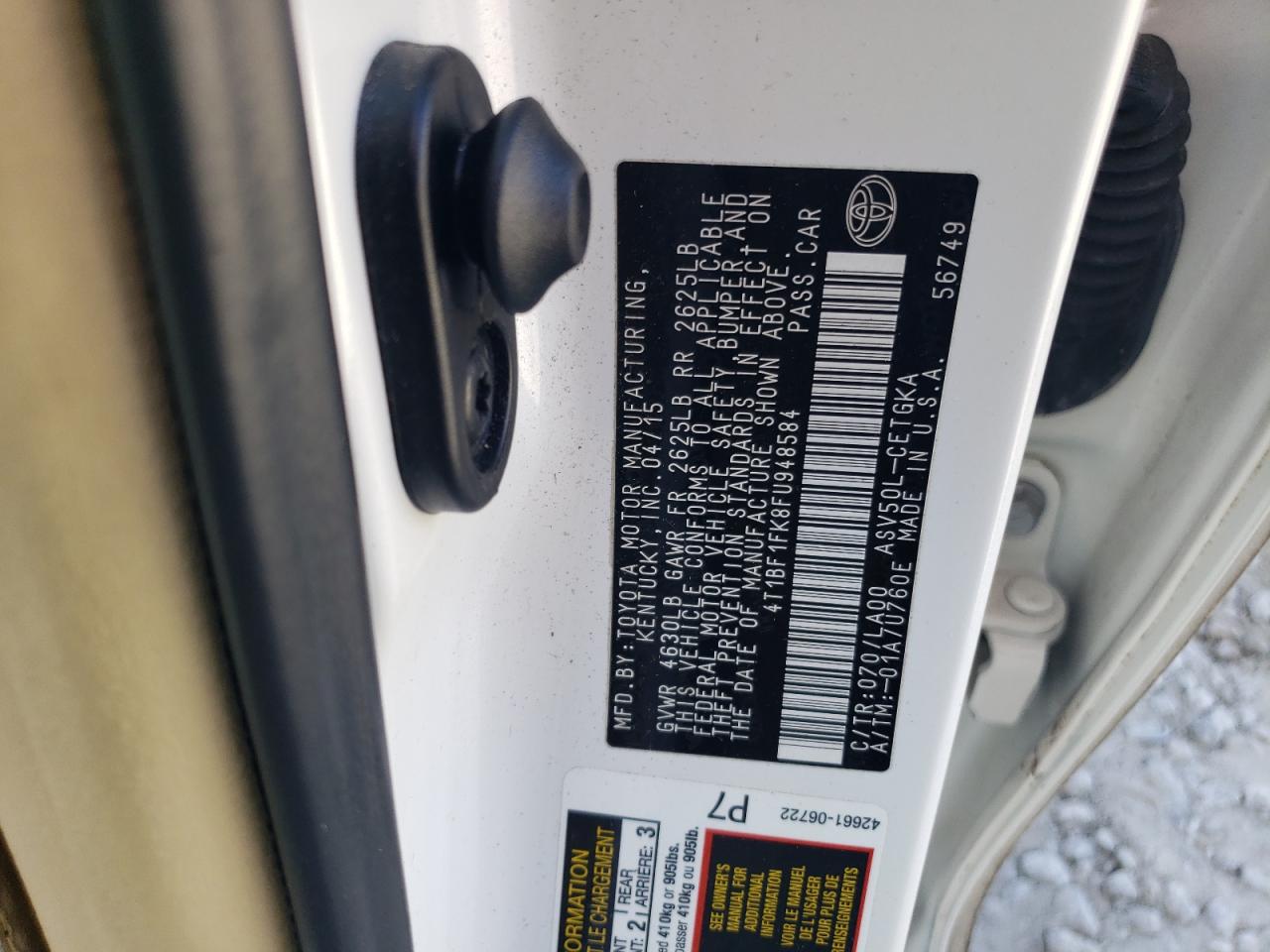 2015 Toyota Camry VIN 4T1BF1FK8FU948584 Copart auction photo, front end / minor dent/scratches damage thumbnail 12