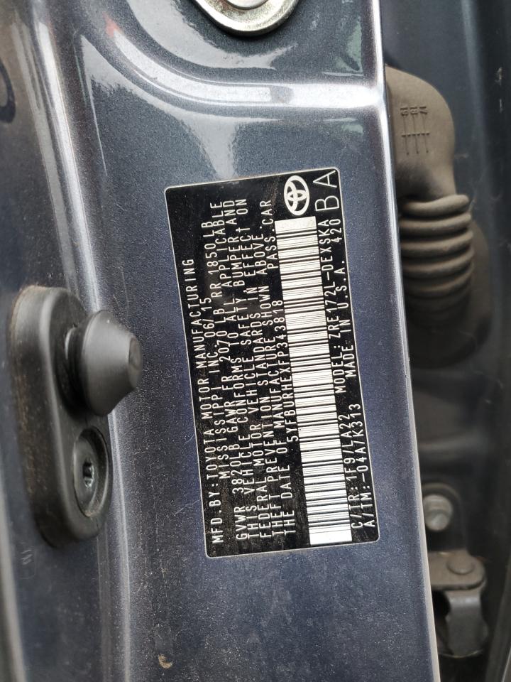 2015 Toyota Corolla VIN 5YFBURHEXFP343818 Copart auction photo, front end damage thumbnail 12