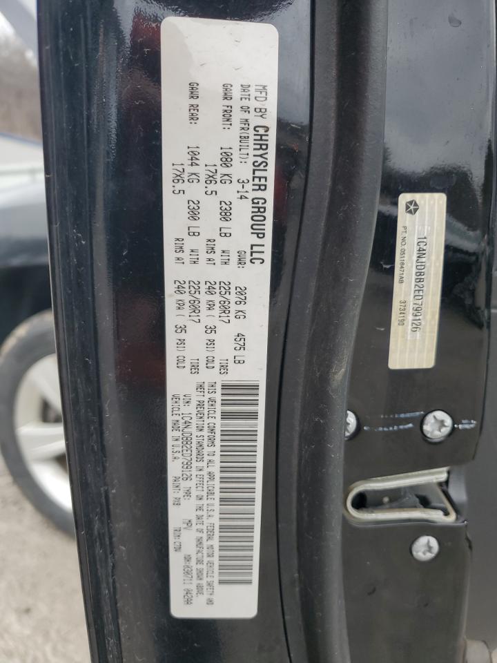 2014 Jeep Compass VIN 1C4NJDBB2ED799126 Copart auction photo, side / rear end damage thumbnail 13