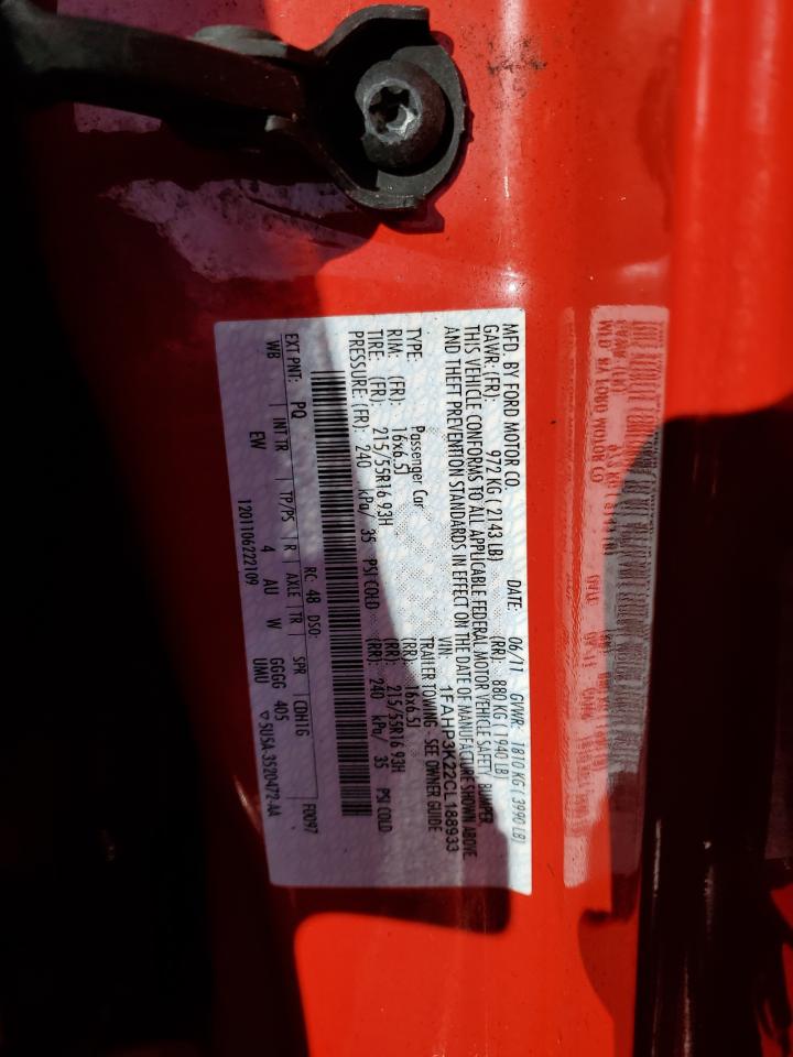 2012 Ford Focus VIN 1FAHP3K22CL188933 Copart auction photo, front end / minor dent/scratches damage thumbnail 12