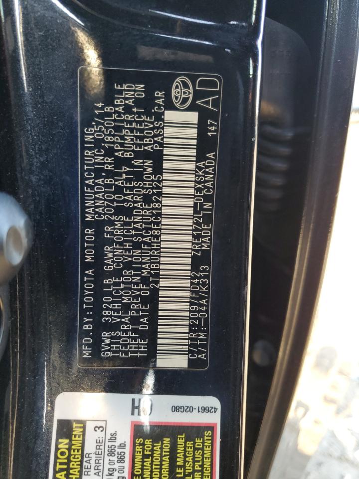 2014 Toyota Corolla VIN 2T1BURHE8EC182125 Copart auction photo, front end / minor dent/scratches damage thumbnail 12