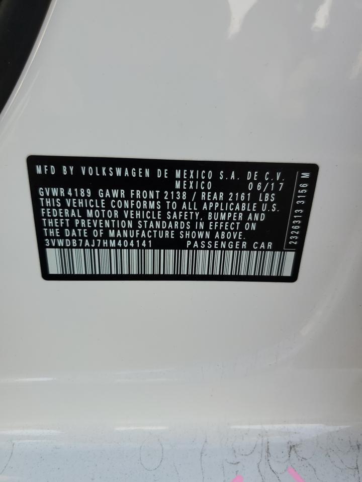 2017 Volkswagen Jetta VIN 3VWDB7AJ7HM404141 Copart auction photo, rear end damage thumbnail 14