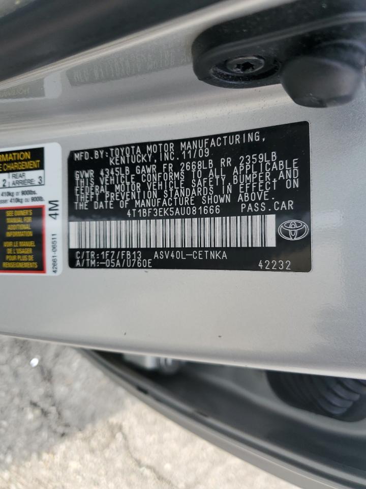 2010 Toyota Camry VIN 4T1BF3EK5AU081666 Copart auction photo, front end damage thumbnail 14
