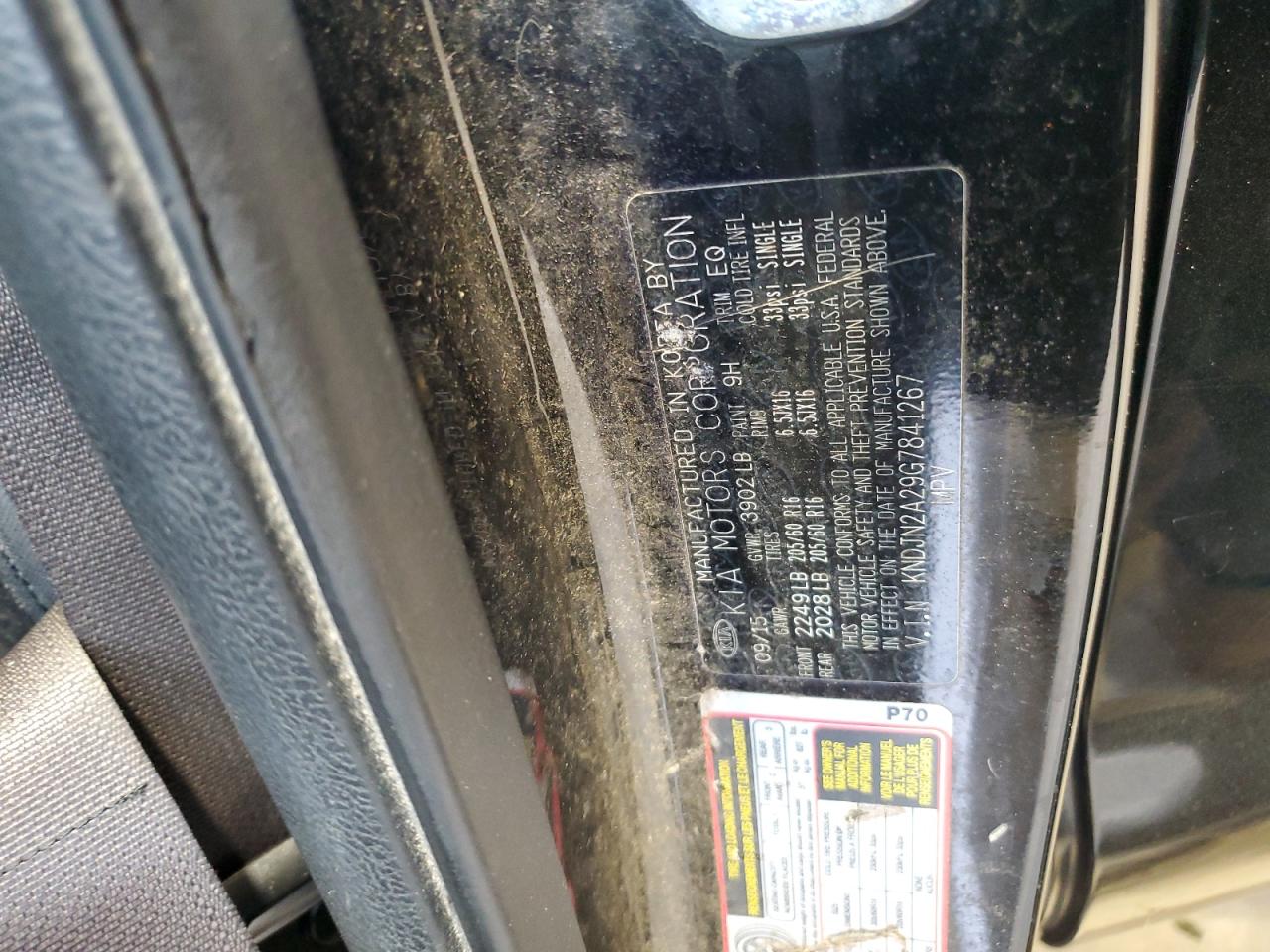 2016 KIA Soul VIN KNDJN2A29G7841267 Copart auction photo, mechanical damage thumbnail 13