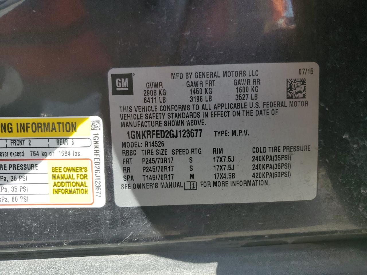 2016 Chevrolet Traverse VIN 1GNKRFED2GJ123677 Copart auction photo, front end / minor dent/scratches damage thumbnail 13