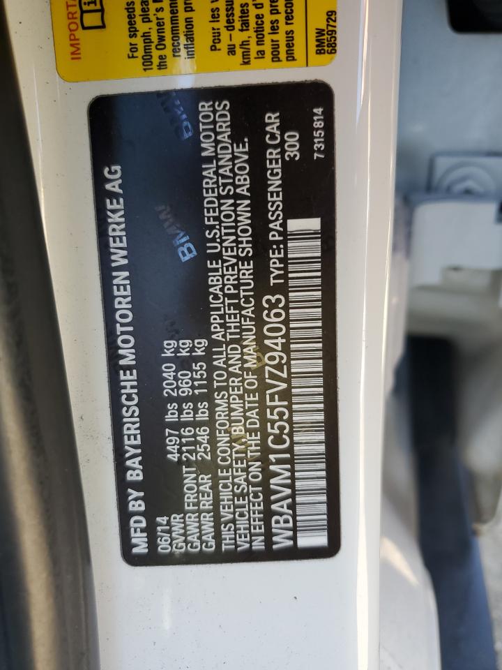 2015 BMW X1 VIN WBAVM1C55FVZ94063 Copart auction photo, front end damage thumbnail 14