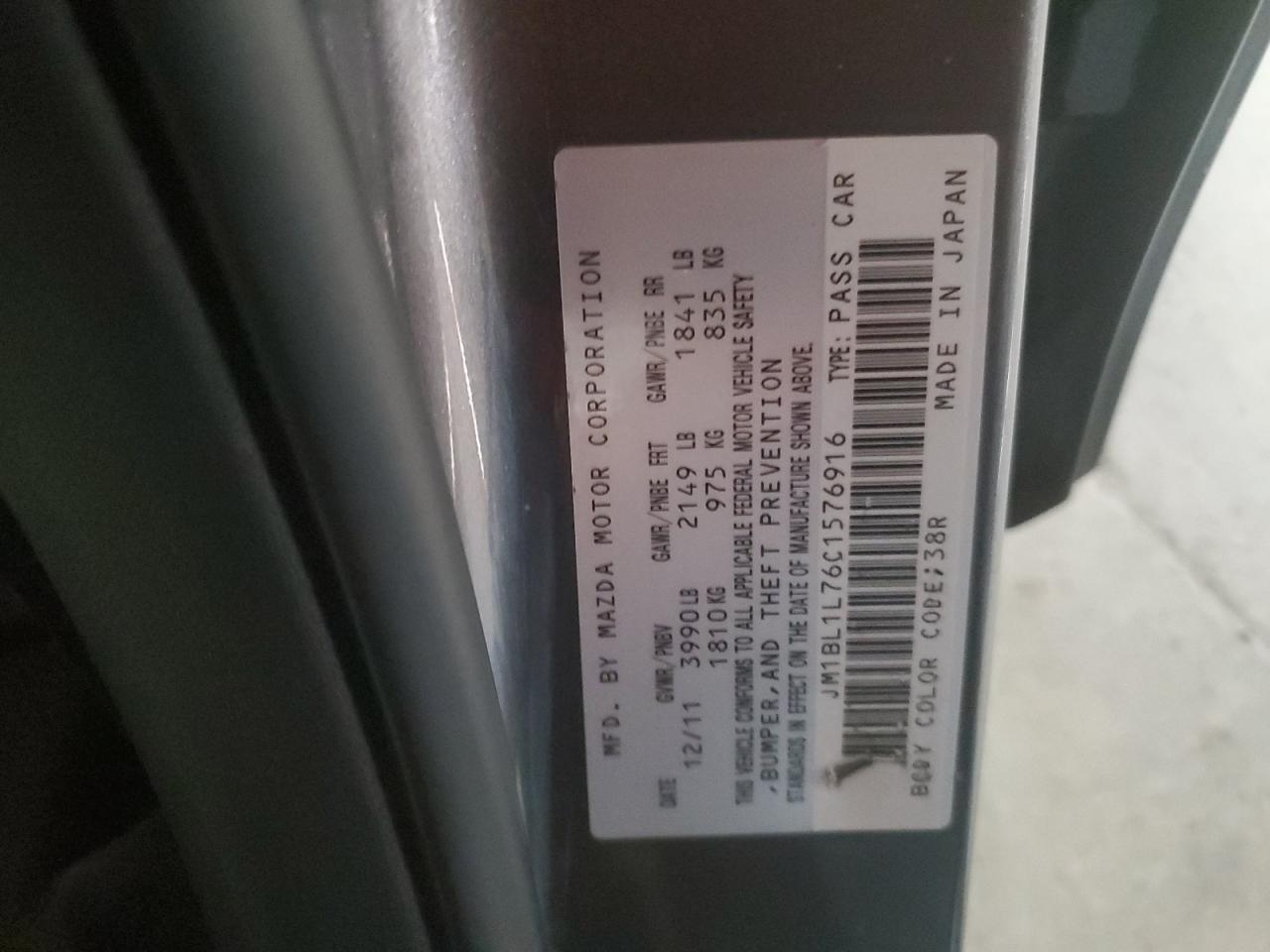 2012 Mazda 3 VIN JM1BL1L76C1576916 Copart auction photo, front end / mechanical damage thumbnail 12