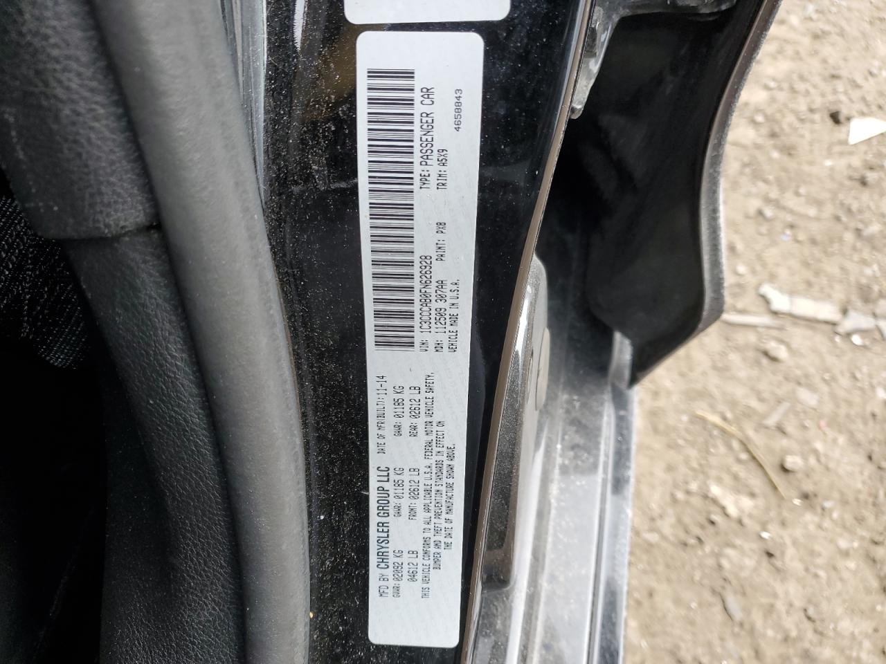 2015 Chrysler 200 VIN 1C3CCCAB0FN626928 Copart auction photo, front end / side damage thumbnail 14