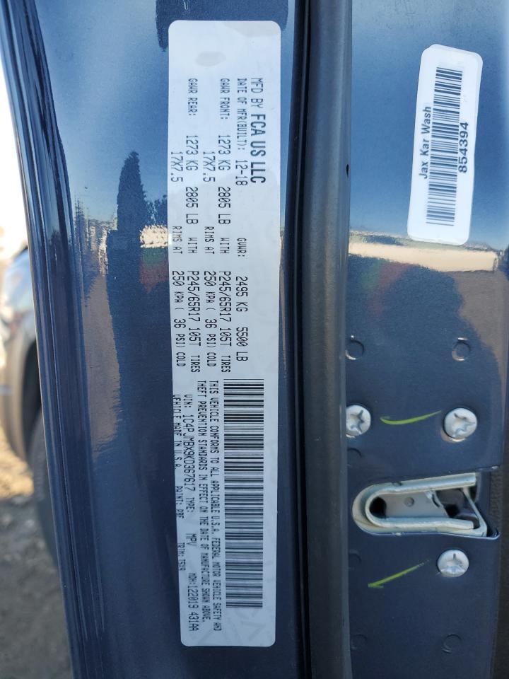 2019 Jeep Cherokee VIN 1C4PJMBX9KD367617 Copart auction photo, front end / minor dent/scratches damage thumbnail 15