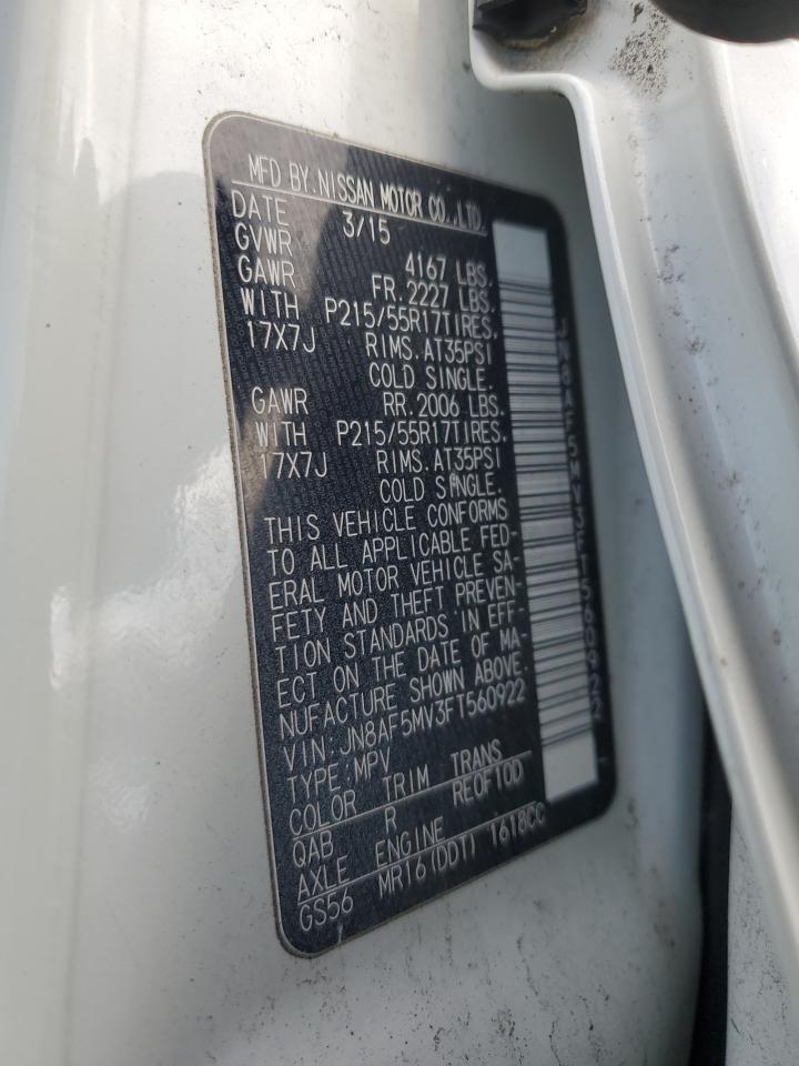 2015 Nissan Juke VIN JN8AF5MV3FT560922 Copart auction photo, front end / minor dent/scratches damage thumbnail 13