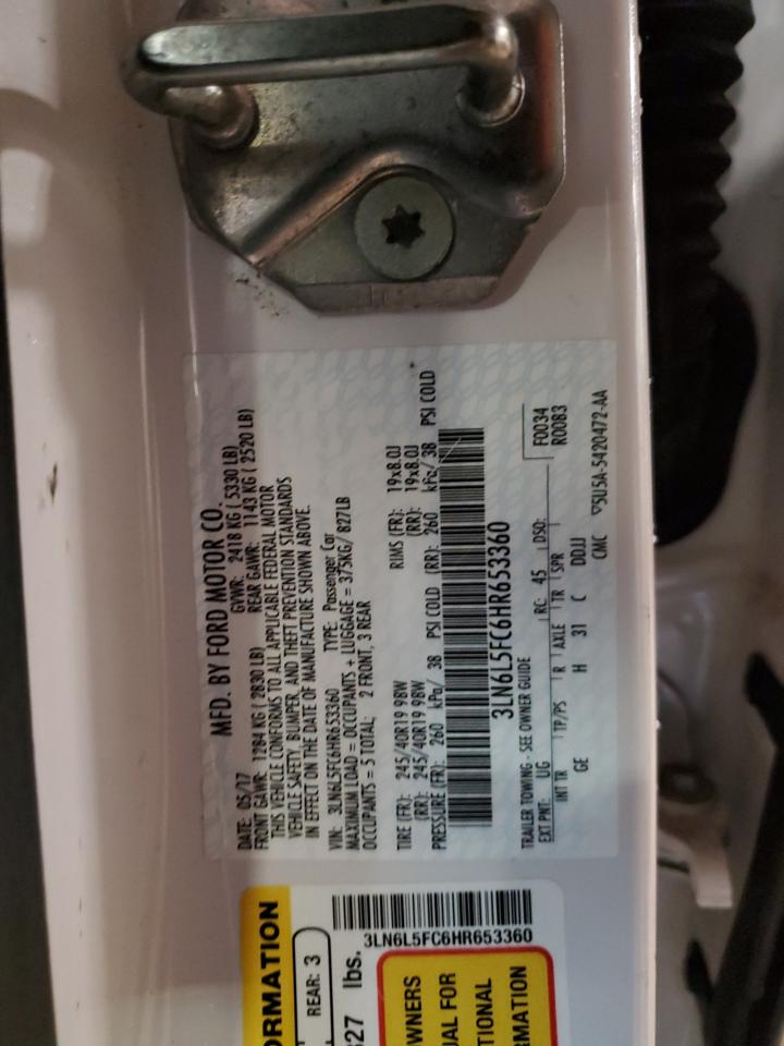 2017 Lincoln MKZ VIN 3LN6L5FC6HR653360 Copart auction photo, side damage thumbnail 12