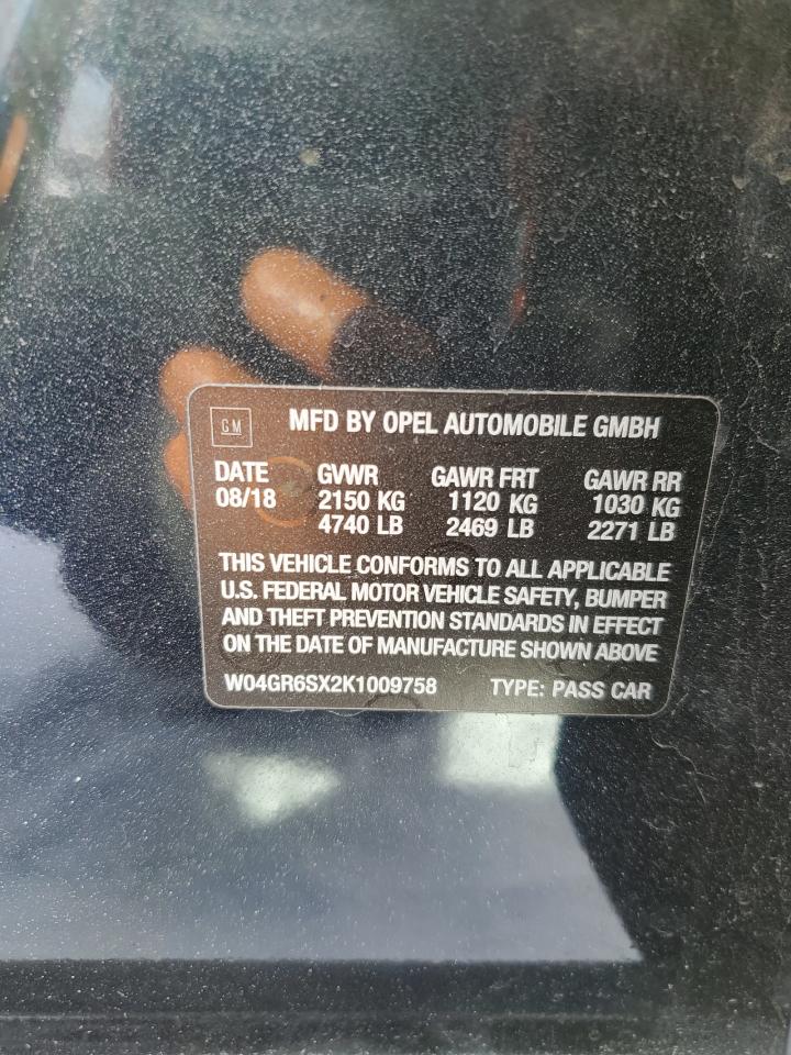 2019 Buick Regal VIN W04GR6SX2K1009758 Copart auction photo, rear end damage thumbnail 13