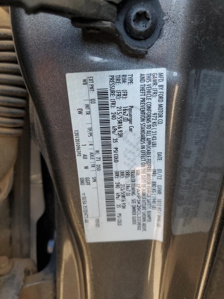 2012 Ford Focus VIN 1FAHP3K29CL333692 Copart auction photo, front end damage thumbnail 13