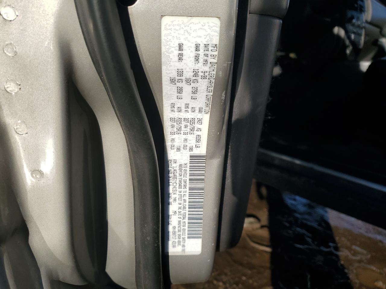 2000 Jeep Grand Cherokee VIN 1J4GW48S1YC141514 Copart auction photo, side damage thumbnail 13