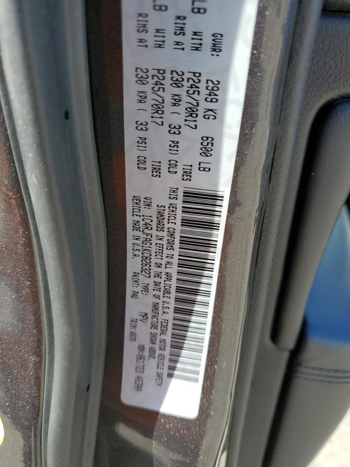 2019 Jeep Grand Cherokee VIN 1C4RJFAG1KC826327 Copart auction photo, front end / side damage thumbnail 14