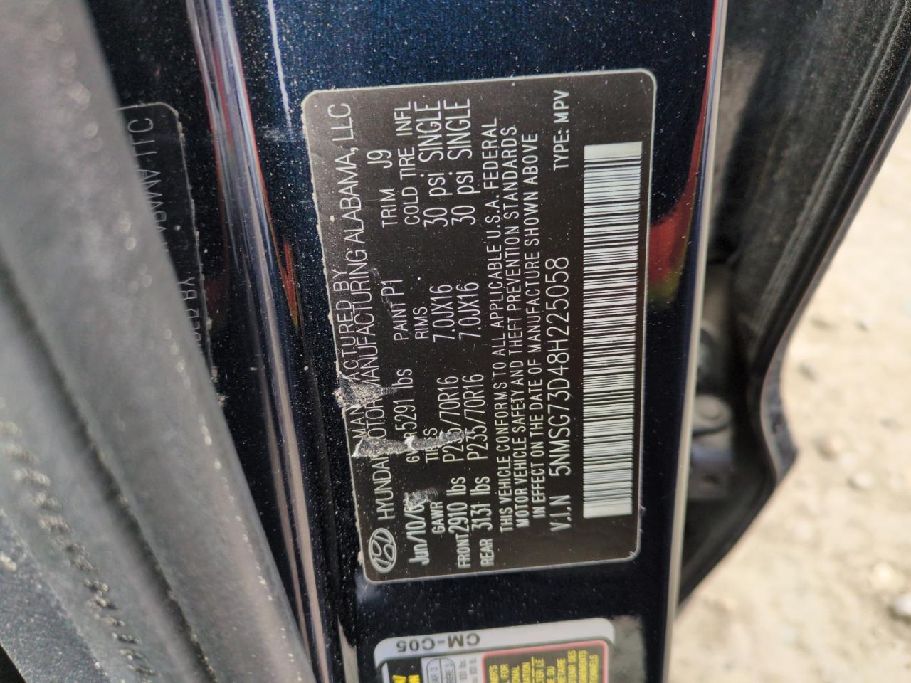 2008 Hyundai Santa Fe VIN 5NMSG73D48H225058 Copart auction photo, all over damage thumbnail 12