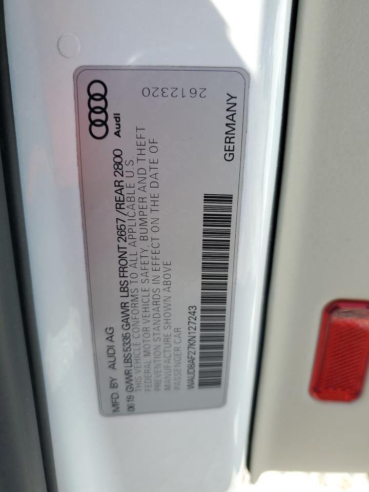 2019 Audi A6 VIN WAUD8AF27KN127243 Copart auction photo, minor dent/scratches damage thumbnail 12