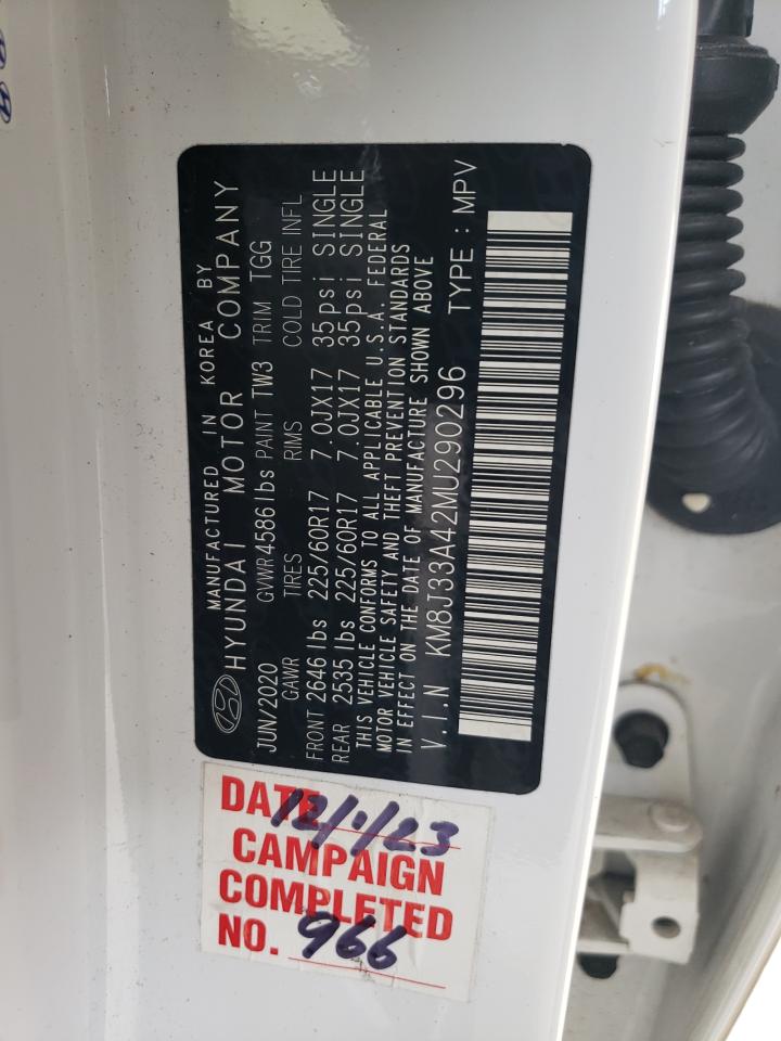 2021 Hyundai Tucson VIN KM8J33A42MU290296 Copart auction photo, front end damage thumbnail 12