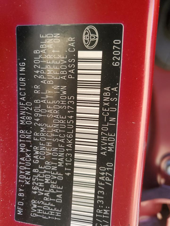 2020 Toyota Camry VIN 4T1C31AK6LU541735 Copart auction photo, burn damage thumbnail 13
